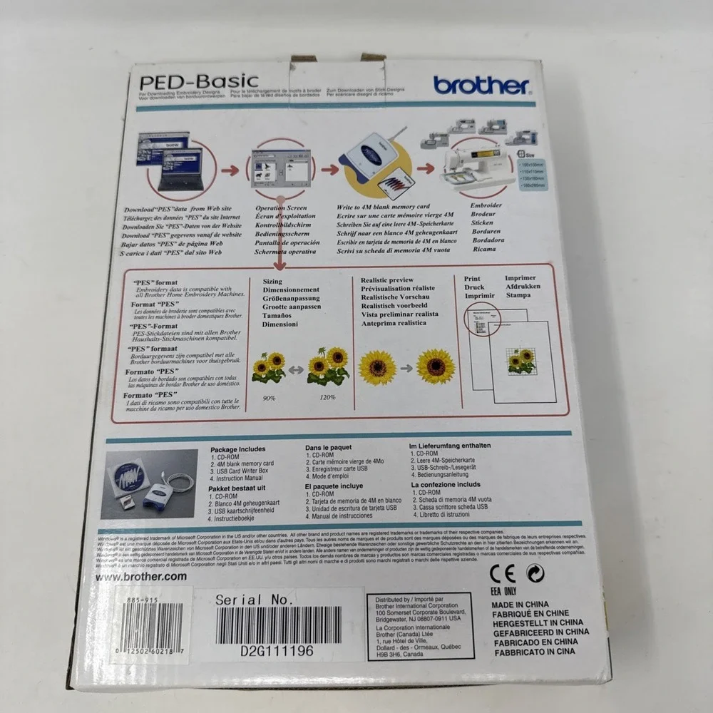 BROTHER PED-Basic Version 1.0 Embroidery Instruction‎ Manual and Empty Box Only